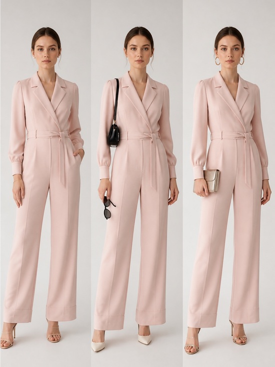 Kendall & Kylie Pants - Kendall & Kylie Blush Pink Tailored Wrap Jumpsuit